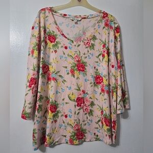 The Pioneer Woman Floral Top with Red Rose Print